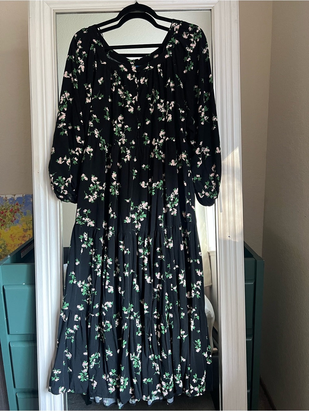 Old Navy Women's Black Floral Midi Dress